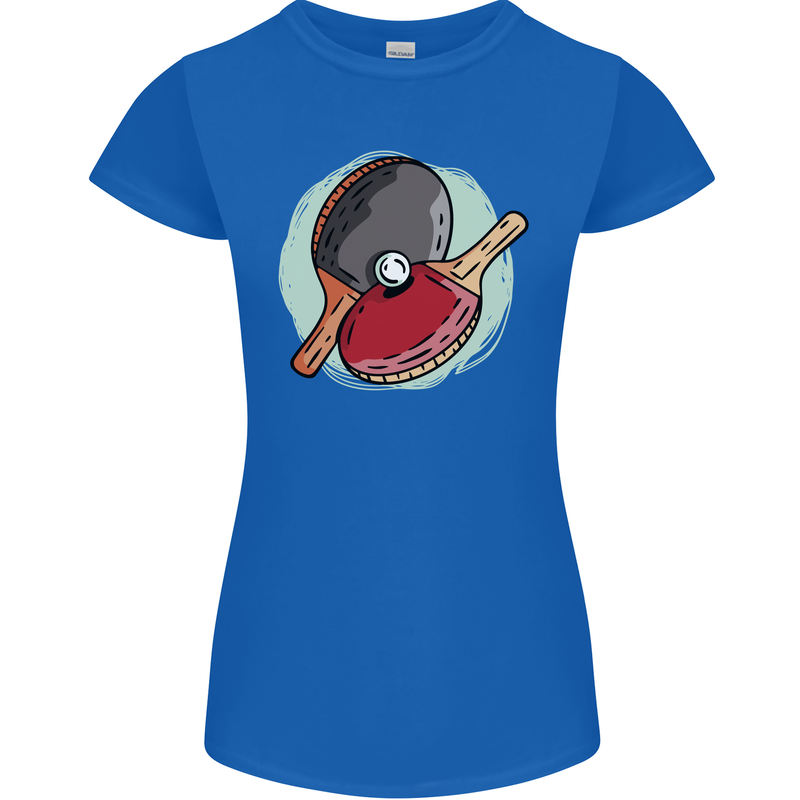Table Tennis Paddles Ping Pong Womens Petite Cut T-Shirt Royal Blue