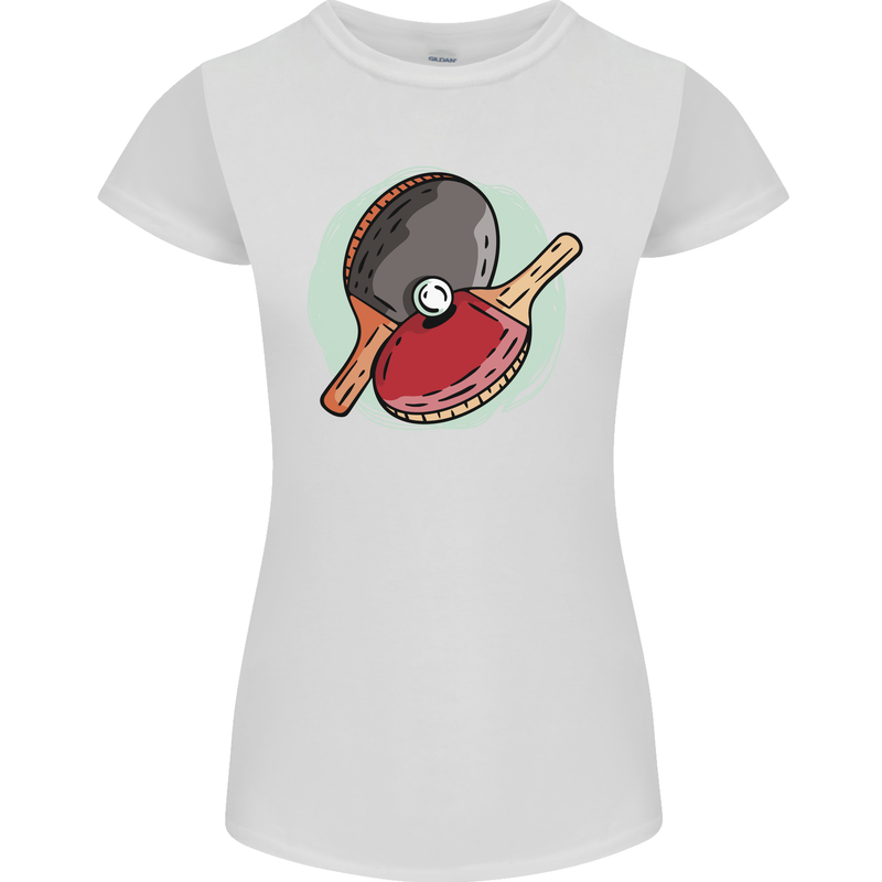 Table Tennis Paddles Ping Pong Womens Petite Cut T-Shirt White