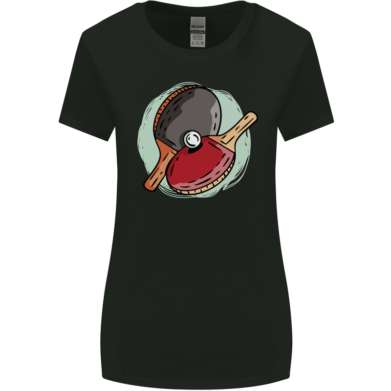 Table Tennis Paddles Ping Pong Womens Wider Cut T-Shirt Black