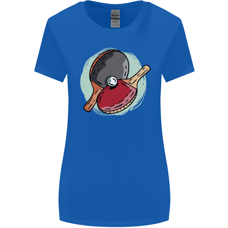 Table Tennis Paddles Ping Pong Womens Wider Cut T-Shirt Royal Blue