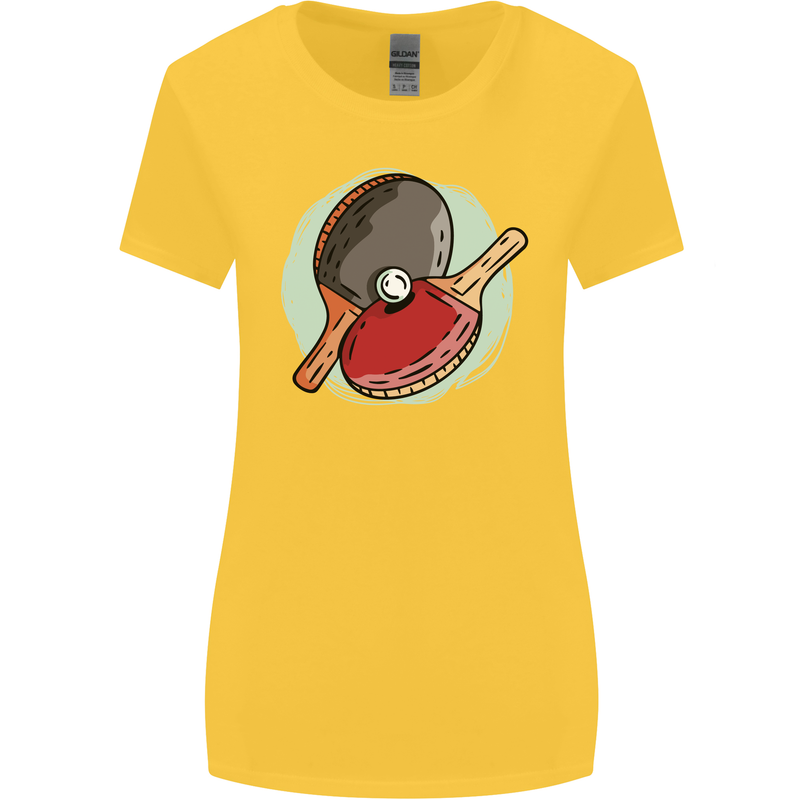 Table Tennis Paddles Ping Pong Womens Wider Cut T-Shirt Yellow