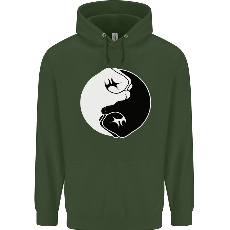 Taekwondo Fighter Mixed Martial Arts MMA Childrens Kids Hoodie Forest Green