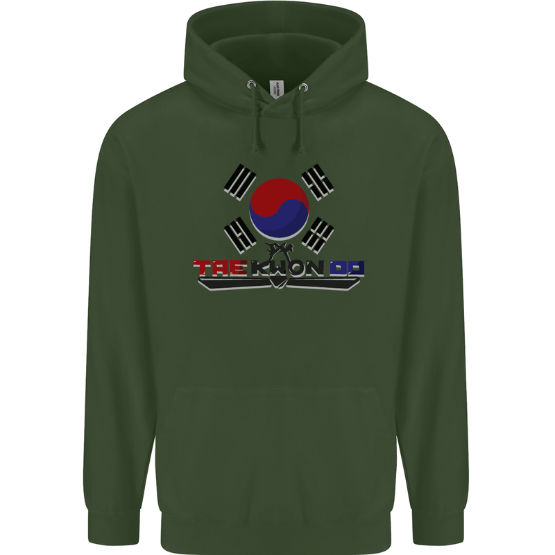 Taekwondo Fighter Mixed Martial Arts MMA Childrens Kids Hoodie Forest Green