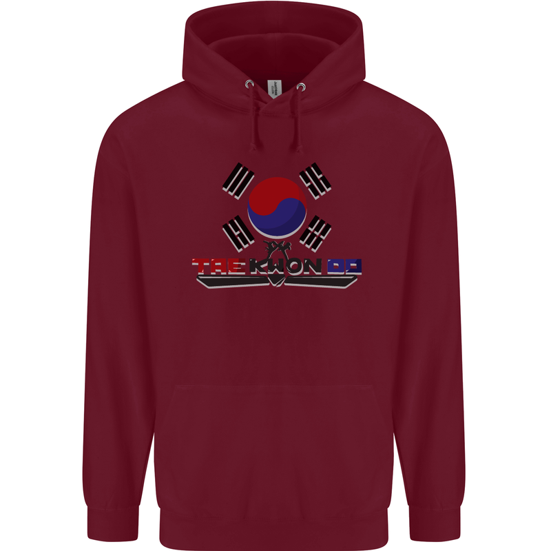 Taekwondo Fighter Mixed Martial Arts MMA Childrens Kids Hoodie Maroon