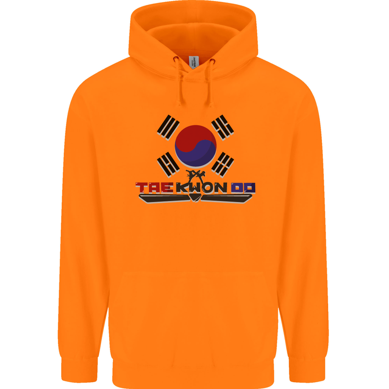 Taekwondo Fighter Mixed Martial Arts MMA Childrens Kids Hoodie Orange