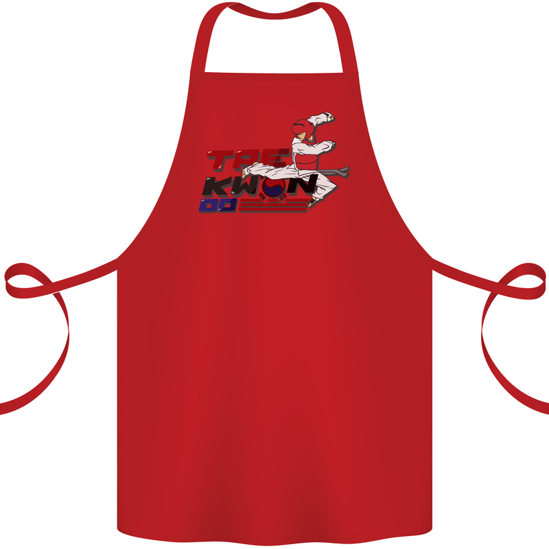 Taekwondo Fighter Mixed Martial Arts MMA Cotton Apron 100% Organic Red
