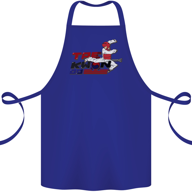 Taekwondo Fighter Mixed Martial Arts MMA Cotton Apron 100% Organic Royal Blue