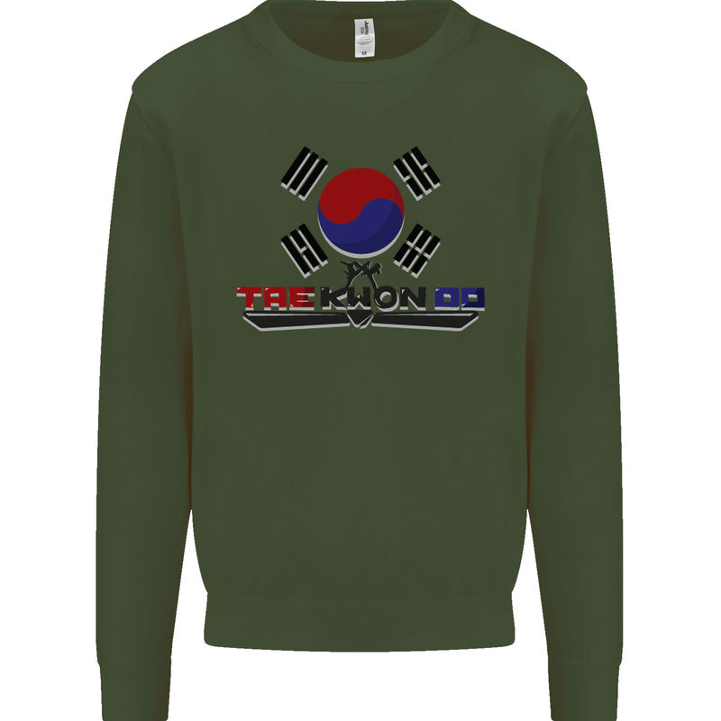 Taekwondo Fighter Mixed Martial Arts MMA Kids Sweatshirt Jumper Forest Green