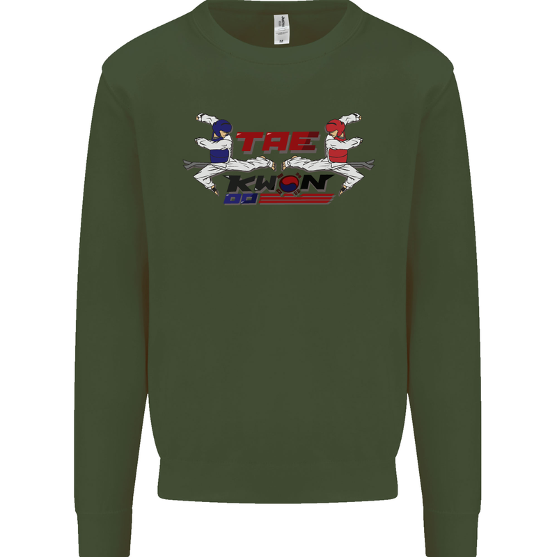 Taekwondo Fighter Mixed Martial Arts MMA Kids Sweatshirt Jumper Forest Green