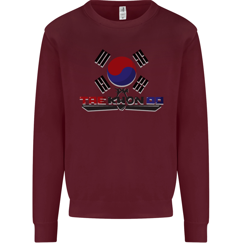Taekwondo Fighter Mixed Martial Arts MMA Kids Sweatshirt Jumper Maroon
