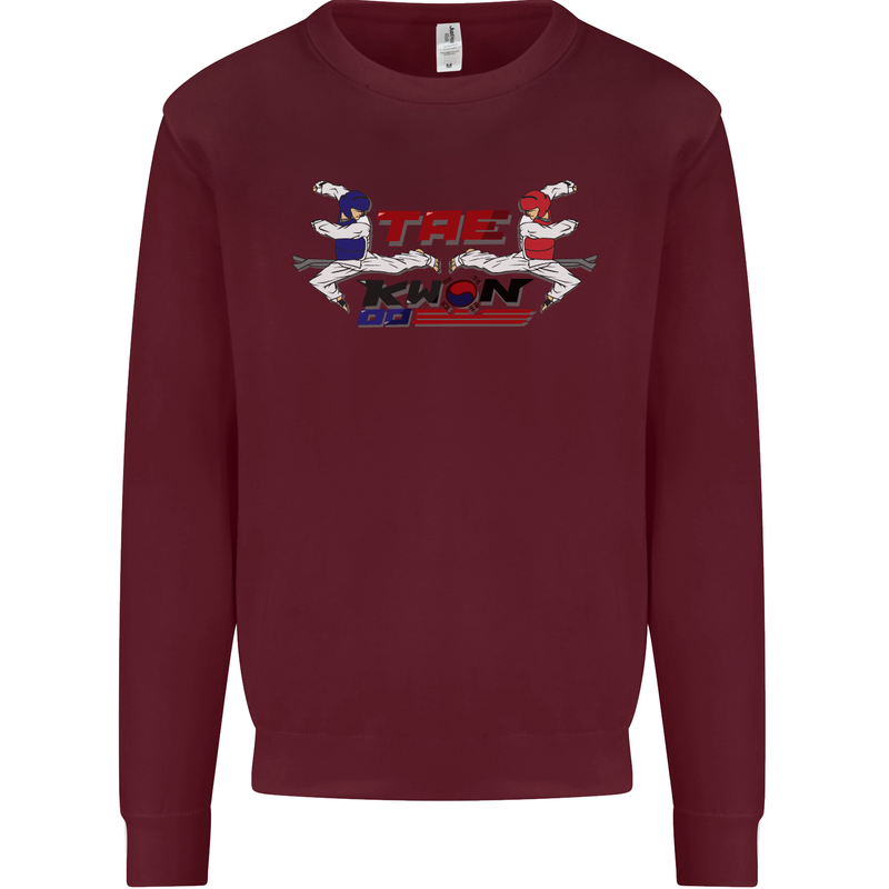 Taekwondo Fighter Mixed Martial Arts MMA Kids Sweatshirt Jumper Maroon