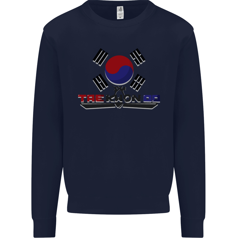 Taekwondo Fighter Mixed Martial Arts MMA Kids Sweatshirt Jumper Navy Blue
