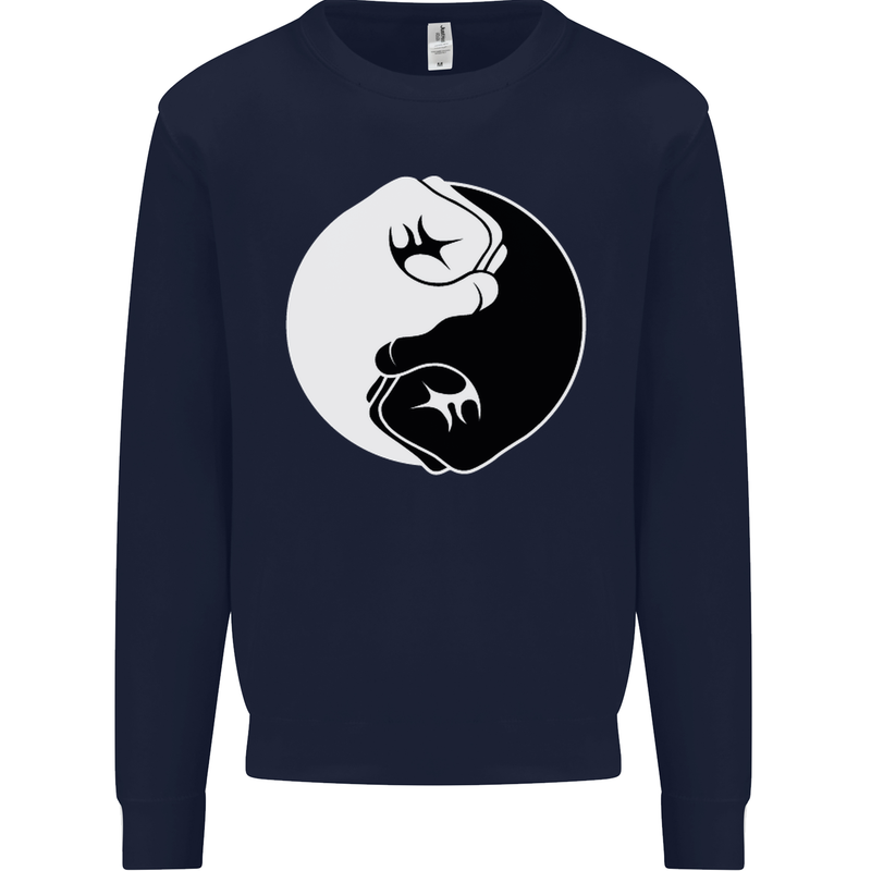Taekwondo Fighter Mixed Martial Arts MMA Kids Sweatshirt Jumper Navy Blue