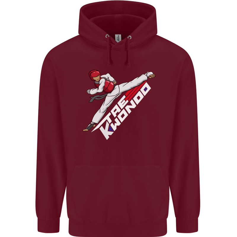 Taekwondo Fighter Mixed Martial Arts MMA Mens 80% Cotton Hoodie Maroon
