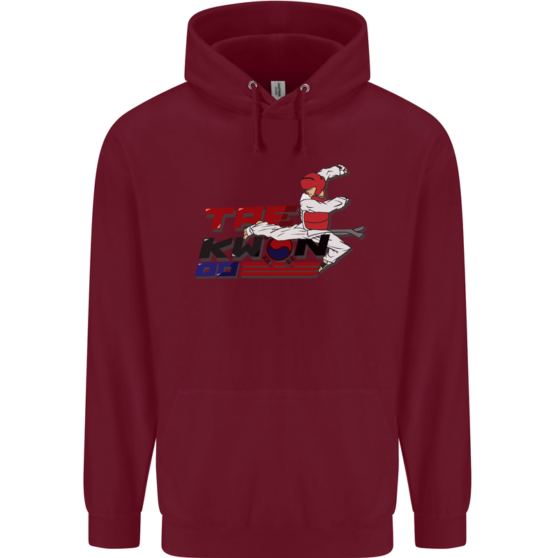 Taekwondo Fighter Mixed Martial Arts MMA Mens 80% Cotton Hoodie Maroon