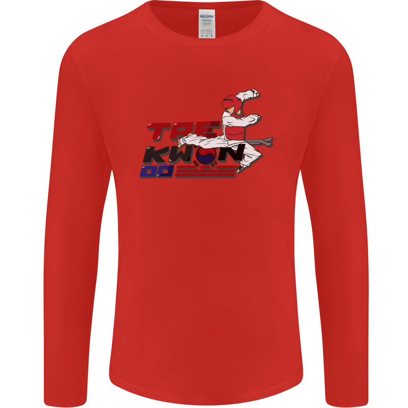 Taekwondo Fighter Mixed Martial Arts MMA Mens Long Sleeve T-Shirt Red
