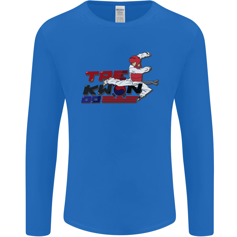 Taekwondo Fighter Mixed Martial Arts MMA Mens Long Sleeve T-Shirt Royal Blue