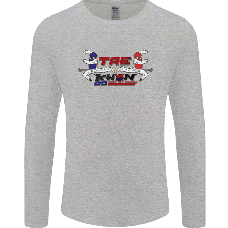 Taekwondo Fighter Mixed Martial Arts MMA Mens Long Sleeve T-Shirt Sports Grey
