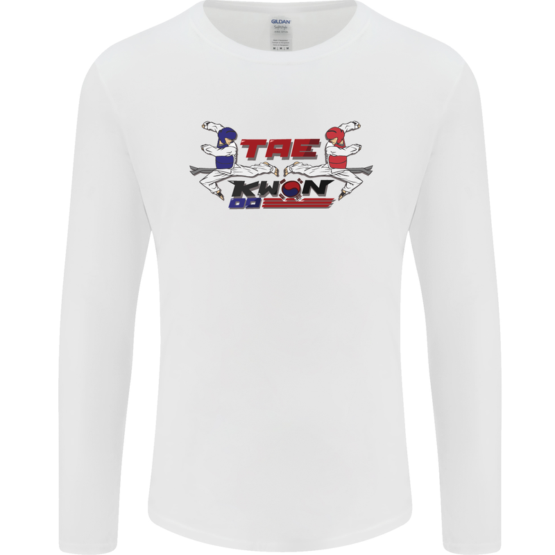 Taekwondo Fighter Mixed Martial Arts MMA Mens Long Sleeve T-Shirt White