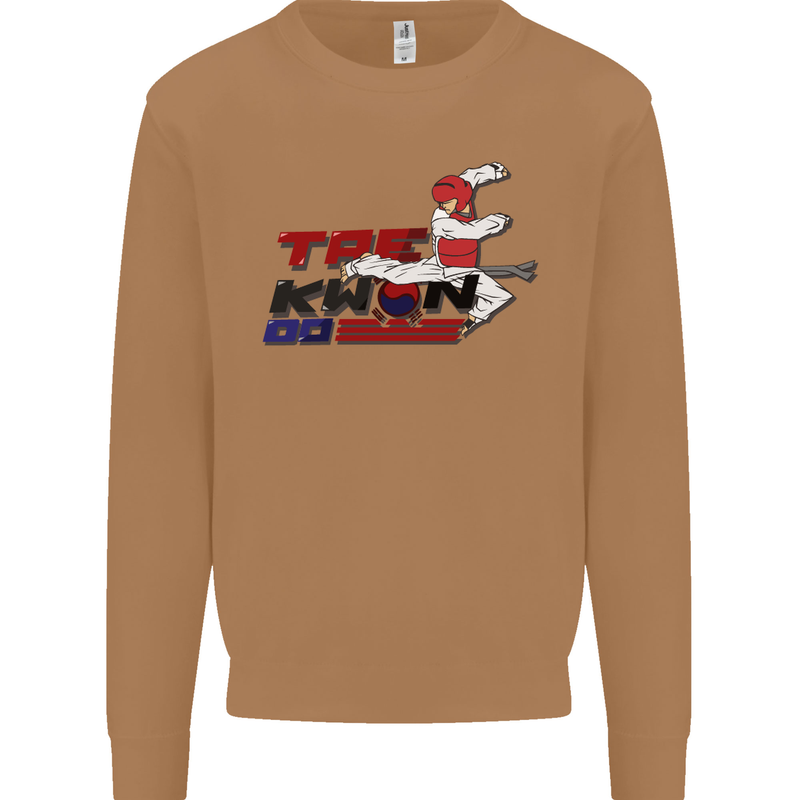 Taekwondo Fighter Mixed Martial Arts MMA Mens Sweatshirt Jumper Caramel Latte
