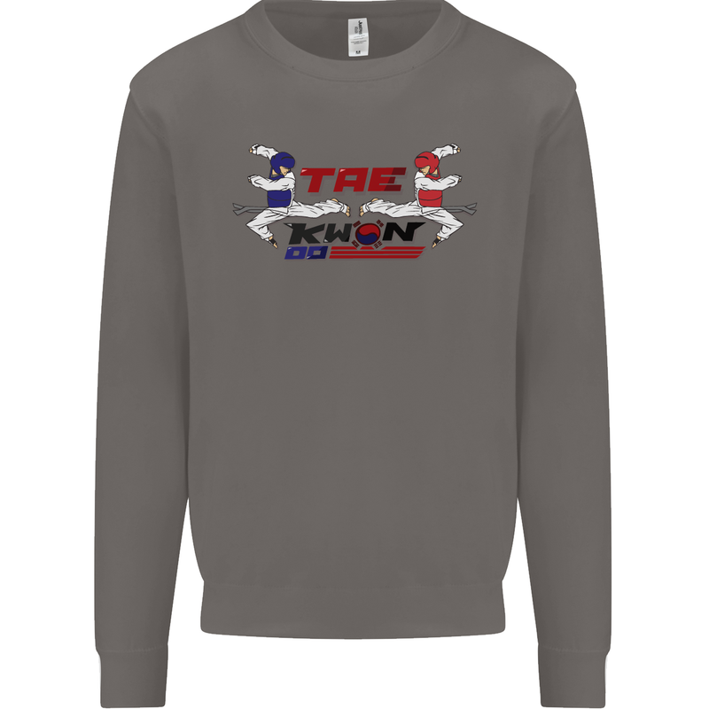 Taekwondo Fighter Mixed Martial Arts MMA Mens Sweatshirt Jumper Charcoal