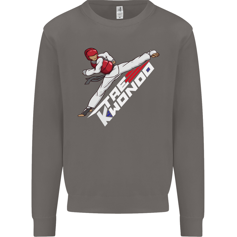 Taekwondo Fighter Mixed Martial Arts MMA Mens Sweatshirt Jumper Charcoal
