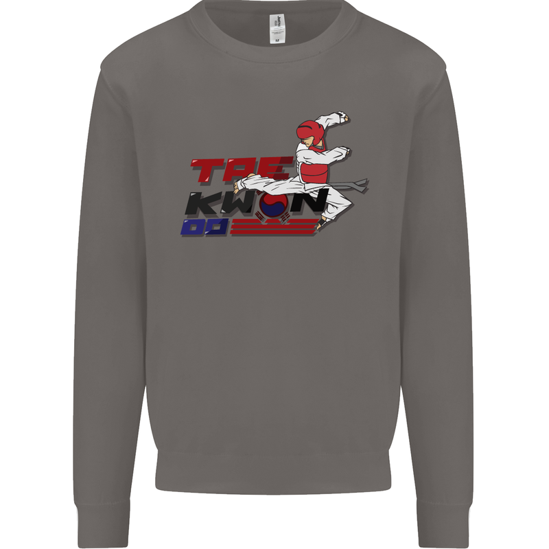 Taekwondo Fighter Mixed Martial Arts MMA Mens Sweatshirt Jumper Charcoal