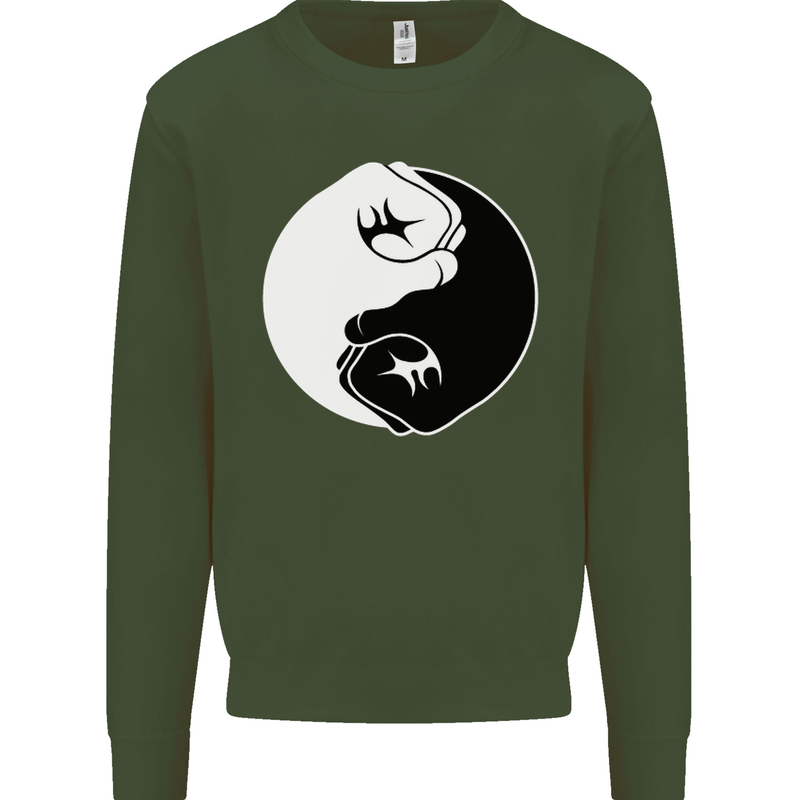 Taekwondo Fighter Mixed Martial Arts MMA Mens Sweatshirt Jumper Forest Green