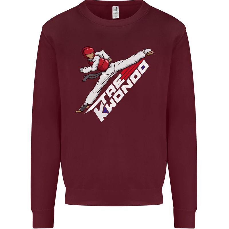 Taekwondo Fighter Mixed Martial Arts MMA Mens Sweatshirt Jumper Maroon