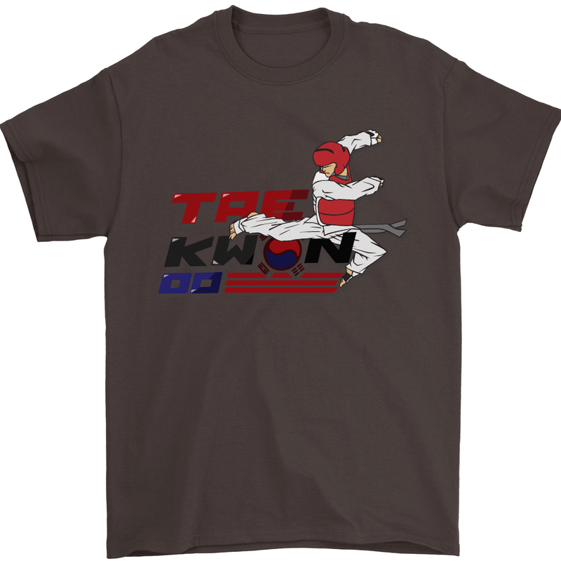 Taekwondo Fighter Mixed Martial Arts MMA Mens T-Shirt Cotton Gildan Dark Chocolate