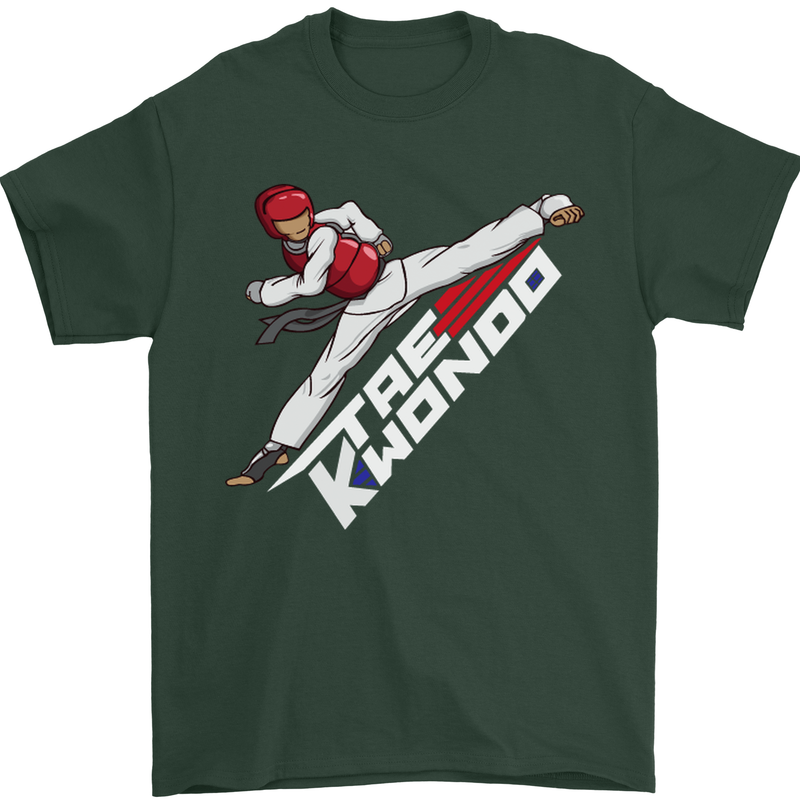 Taekwondo Fighter Mixed Martial Arts MMA Mens T-Shirt Cotton Gildan Forest Green
