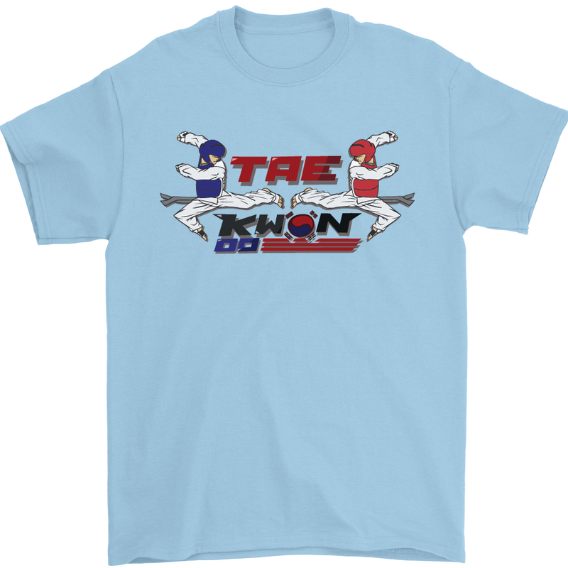 Taekwondo Fighter Mixed Martial Arts MMA Mens T-Shirt Cotton Gildan Light Blue