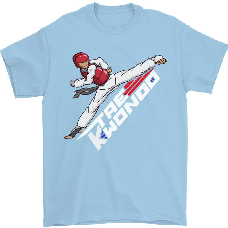 Taekwondo Fighter Mixed Martial Arts MMA Mens T-Shirt Cotton Gildan Light Blue