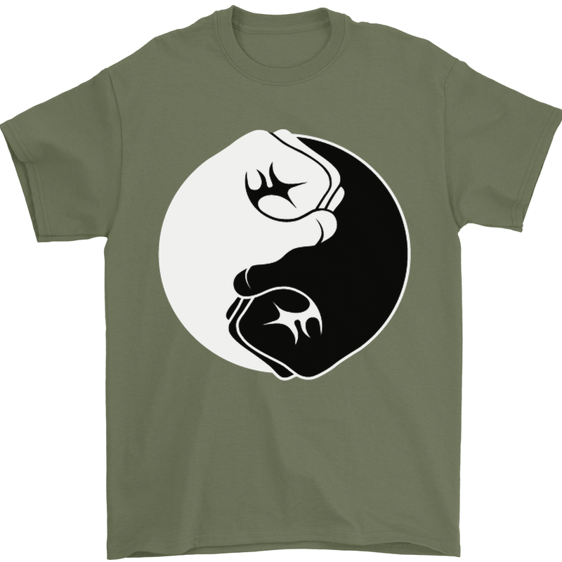 Taekwondo Fighter Mixed Martial Arts MMA Mens T-Shirt Cotton Gildan Military Green