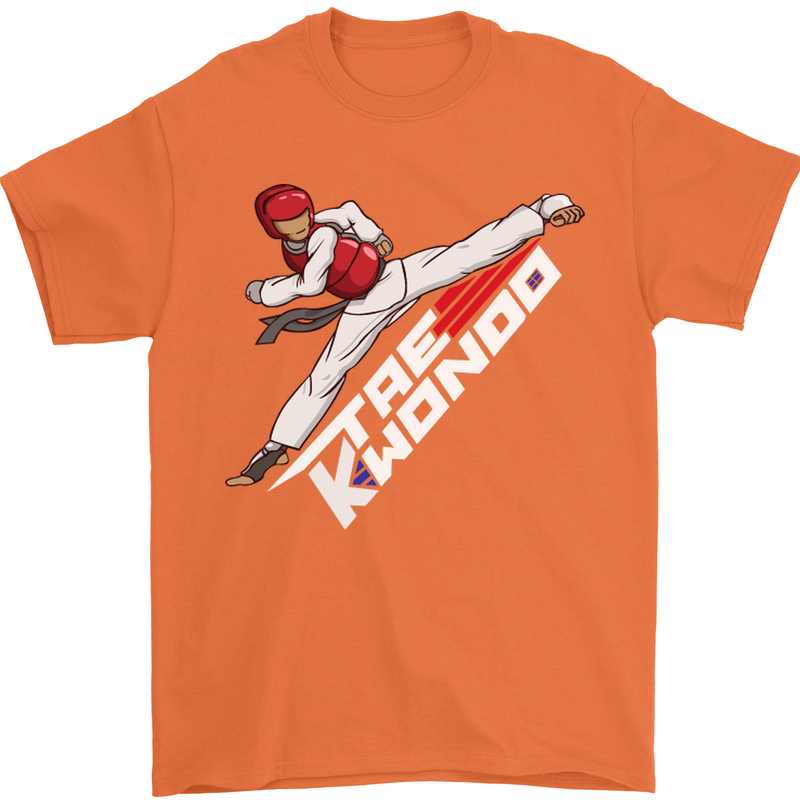 Taekwondo Fighter Mixed Martial Arts MMA Mens T-Shirt Cotton Gildan Orange