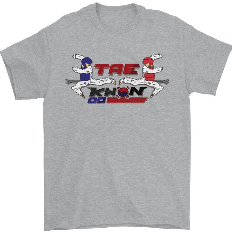 Taekwondo Fighter Mixed Martial Arts MMA Mens T-Shirt Cotton Gildan Sports Grey