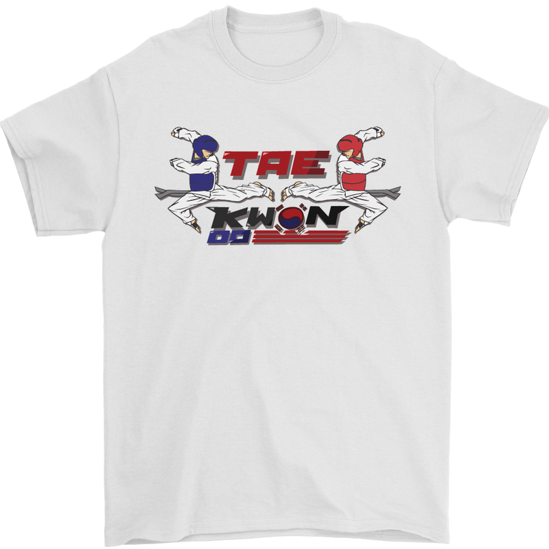 Taekwondo Fighter Mixed Martial Arts MMA Mens T-Shirt Cotton Gildan White