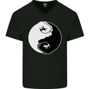 Taekwondo Fighter Mixed Martial Arts MMA Mens V-Neck Cotton T-Shirt Black