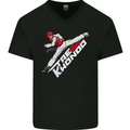 Taekwondo Fighter Mixed Martial Arts MMA Mens V-Neck Cotton T-Shirt Black