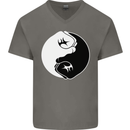 Taekwondo Fighter Mixed Martial Arts MMA Mens V-Neck Cotton T-Shirt Charcoal