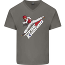 Taekwondo Fighter Mixed Martial Arts MMA Mens V-Neck Cotton T-Shirt Charcoal