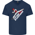 Taekwondo Fighter Mixed Martial Arts MMA Mens V-Neck Cotton T-Shirt Navy Blue