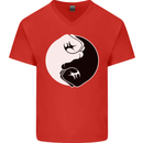 Taekwondo Fighter Mixed Martial Arts MMA Mens V-Neck Cotton T-Shirt Red