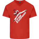Taekwondo Fighter Mixed Martial Arts MMA Mens V-Neck Cotton T-Shirt Red