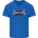 Taekwondo Fighter Mixed Martial Arts MMA Mens V-Neck Cotton T-Shirt Royal Blue