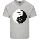 Taekwondo Fighter Mixed Martial Arts MMA Mens V-Neck Cotton T-Shirt Sports Grey