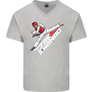 Taekwondo Fighter Mixed Martial Arts MMA Mens V-Neck Cotton T-Shirt Sports Grey
