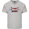 Taekwondo Fighter Mixed Martial Arts MMA Mens V-Neck Cotton T-Shirt Sports Grey