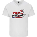 Taekwondo Fighter Mixed Martial Arts MMA Mens V-Neck Cotton T-Shirt White