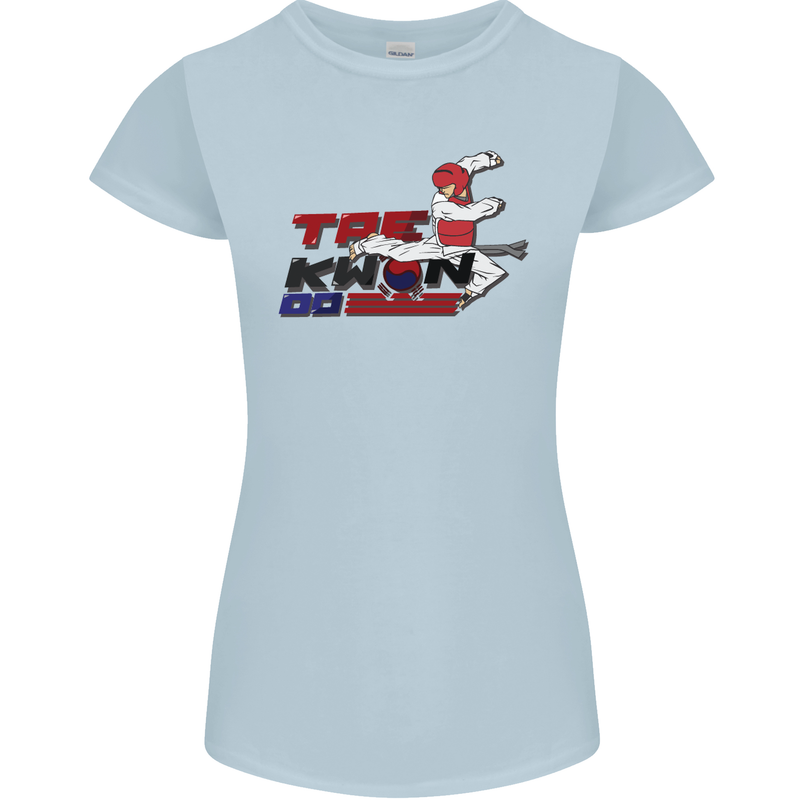 Taekwondo Fighter Mixed Martial Arts MMA Womens Petite Cut T-Shirt Light Blue